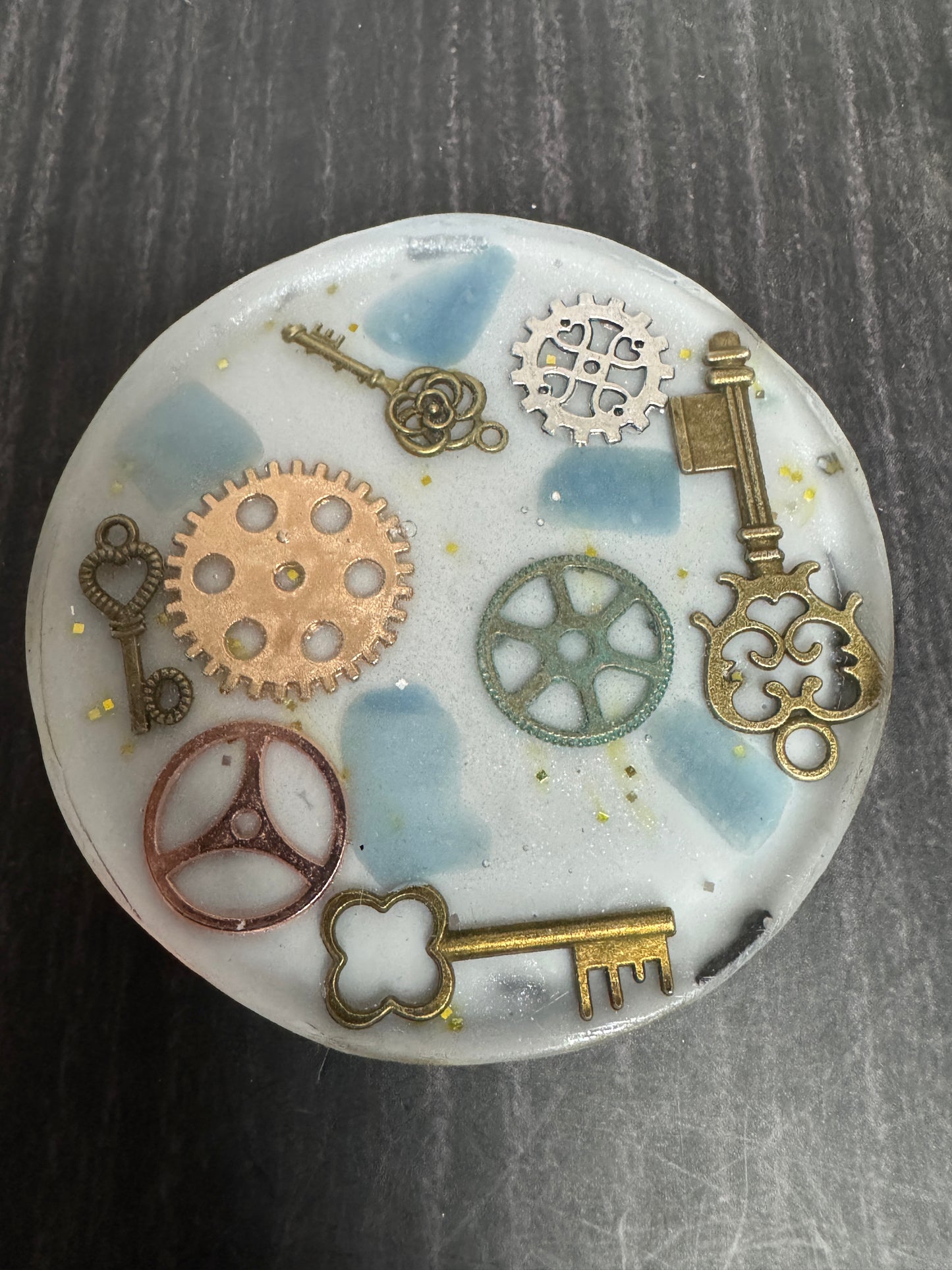 Coaster Set with Stand - Steampunk gears and keys