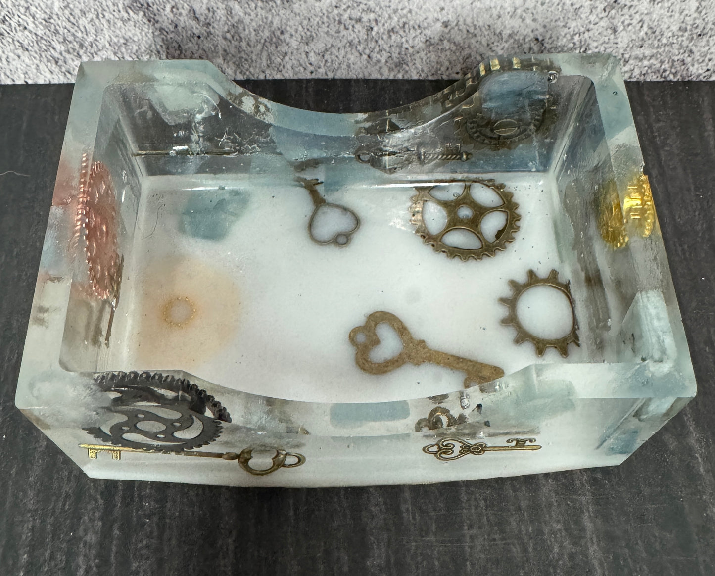 Coaster Set with Stand - Steampunk gears and keys